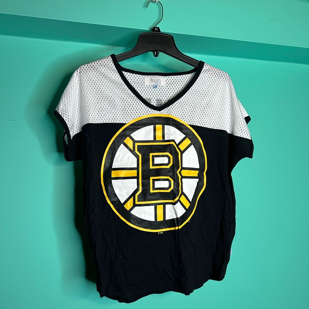 Black and White Boston Bruins V-Neck Jersey